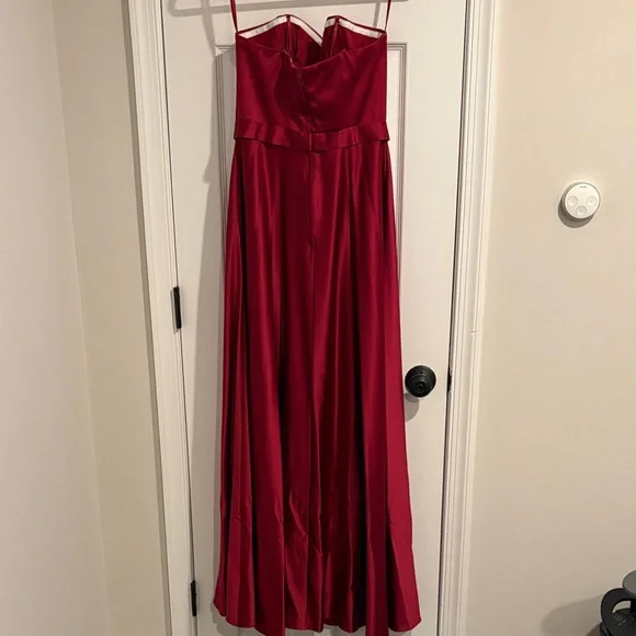 Allure Bridesmaids Strapless Dress in Wine/Burgundy - Picture 4 of 6